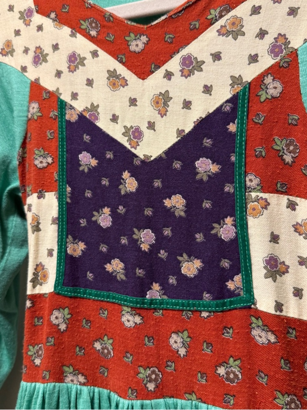 Vintage 70s Wendy Originals Seafoam Prairie Maxi Dress XS/S - Picture 3 of 7